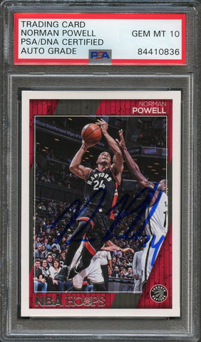 2016-17 NBA Hoops #228 Norman Powell Signed Card AUTO 10 PSA Slabbed Raptors
