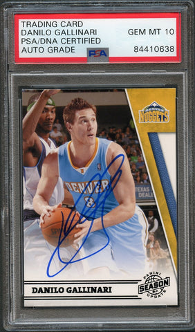2010-11 Panini Season Update #130 Danilo Gallinari Signed AUTO 10 PSA Slabbed Nuggets