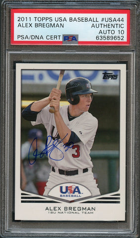 2011 Topps USA Baseball #USA44 Alex Bregman Signed Card PSA Slabbed Auto Grade 10USA