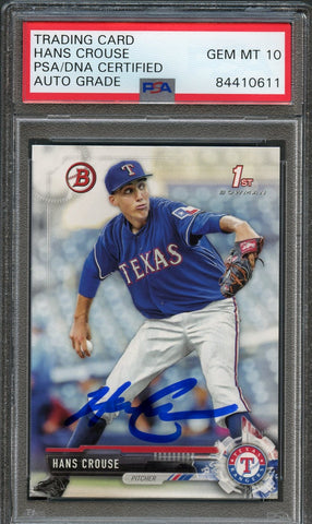 2017 Bowman Draft 1st #BD-33 HANS CROUSE Signed Card AUTO Grade 10 PSA Slabbed Rangers