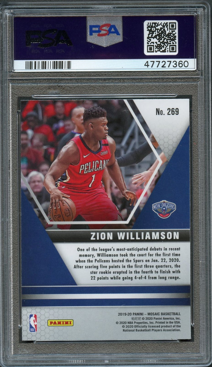 2019-20 Panini Mosaic #269 Zion Williamson Rookie Green Mosaic cheapest PSA 9 Pelicans