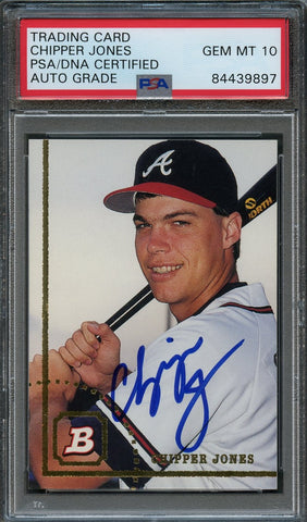 1994 Bowman Baseball #489 Chipper Jones Signed Card PSA Gem Mint 10 Slabbed Auto Braves