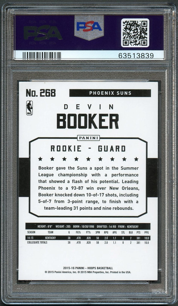 2015-16 Panini Hoops - Devin Booker- Phoenix Suns NBA Basketball Rookie  Card - RC Card #268