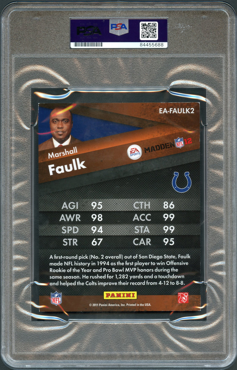 Autographed Marshall Faulk Colts Football Slabbed Rookie Card Item