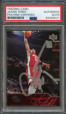2003-04 Upper Deck #8 Jason Terry Signed Card AUTO PSA Slabbed Atlanta Hawks
