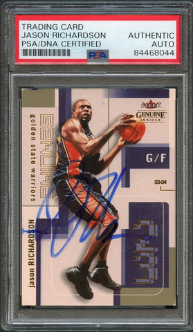 2003-04 Fleer Genuine Insider #33 Jason Richardson Signed Card AUTO PSA Slabbed Warriors
