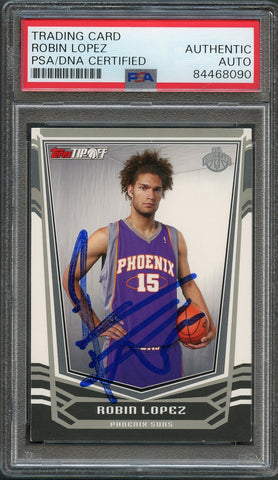 2008-09 Topps Tip-Off #125 Robin Lopez Signed Card AUTO PSA Slabbed Suns