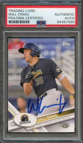 2017 Topps Pro Debut #105 WILL CRAIG Signed Card PSA Slabbed Auto Pirates