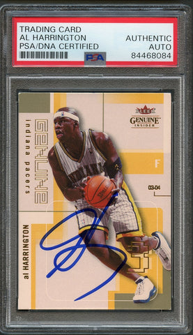 2003-04 Fleer Genuine #46 Al Harrington Signed Card AUTO PSA Slabbed Pacers