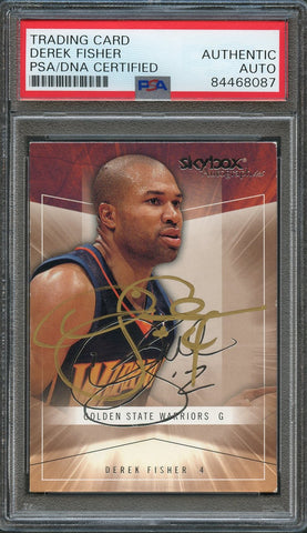 2004-05 SkyBox Autographics #2 Derek Fisher Signed Card AUTO PSA Slabbed Warriors