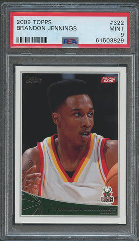2009-10 Topps #322 Brandon Jennings Rookie Card PSA Mint 9 Slabbed RC Bucks