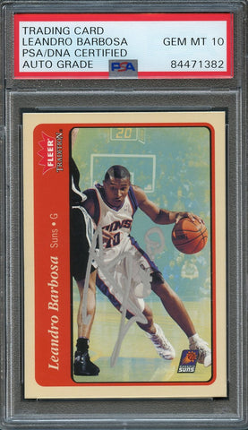 2004-05 Fleer Tradition #156 Leandro Barbosa Signed Card AUTO 10 PSA Slabbed Suns