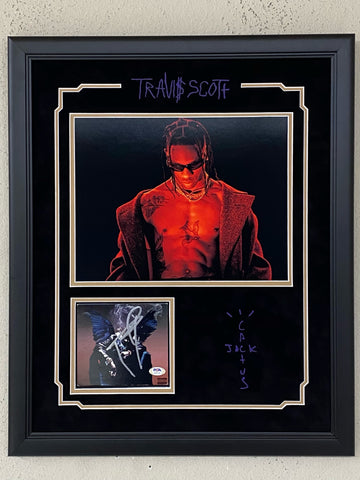 Travis Scott Signed CD Cover PSA/DNA Custom Framed Astroworld Rapper