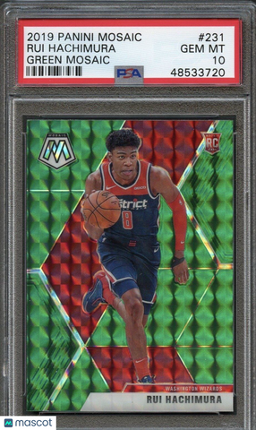 2019 Panini Mosaic #231 Rui Hachimura Green Mosaic PSA 10 Gem Mint RC
