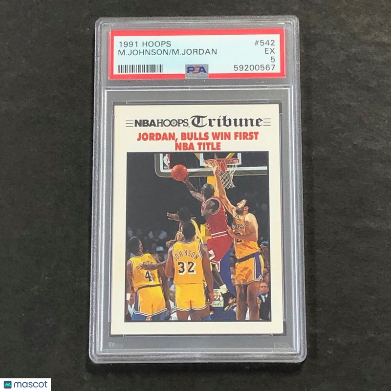 1991 Hoops Magic Johnson/ Michael Jordan #542 PSA 5 EX
