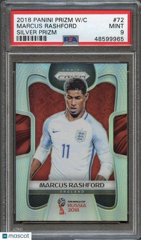 2018 Panini Prizm World Cup #72 Marcus Rashford Silver Prizm PSA 9 Mint