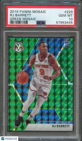 2019-20 PANINI MOSAIC GREEN #229 RJ BARRETT PSA 10 RC Knicks