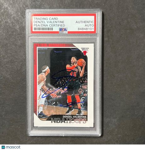 2018-19 NBA Hoops #224 Denzel Valentine Signed Card AUTO PSA Slabbed Bulls