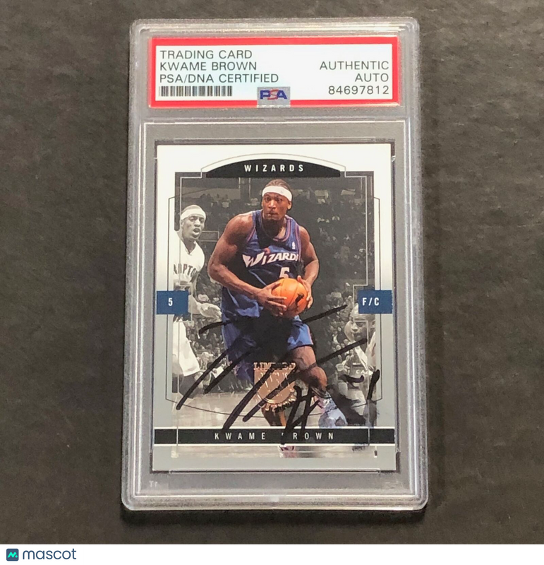 2003-04 Fleer #87 Kwame Brown Signed Card PSA Slabbed Wizards