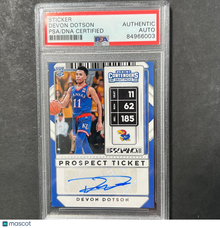 2020 Panini Contenders #91 Devon Dotson Signed Card AUTO PSA Slabbed Jayhawks
