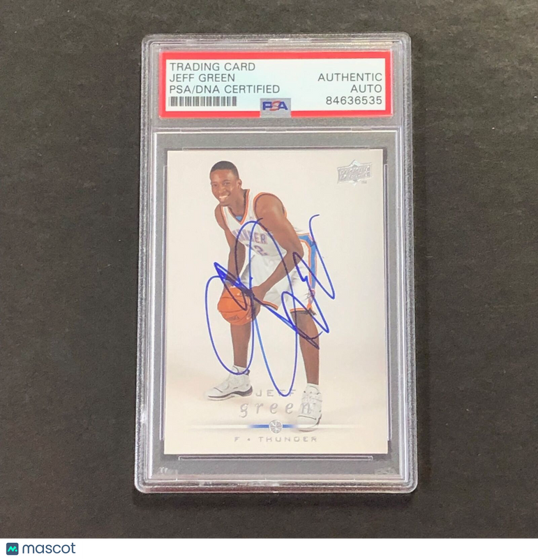 2008-09 Upper Deck #7 Jeff Green Signed Card AUTO PSA/DNA Slabbed Thunder
