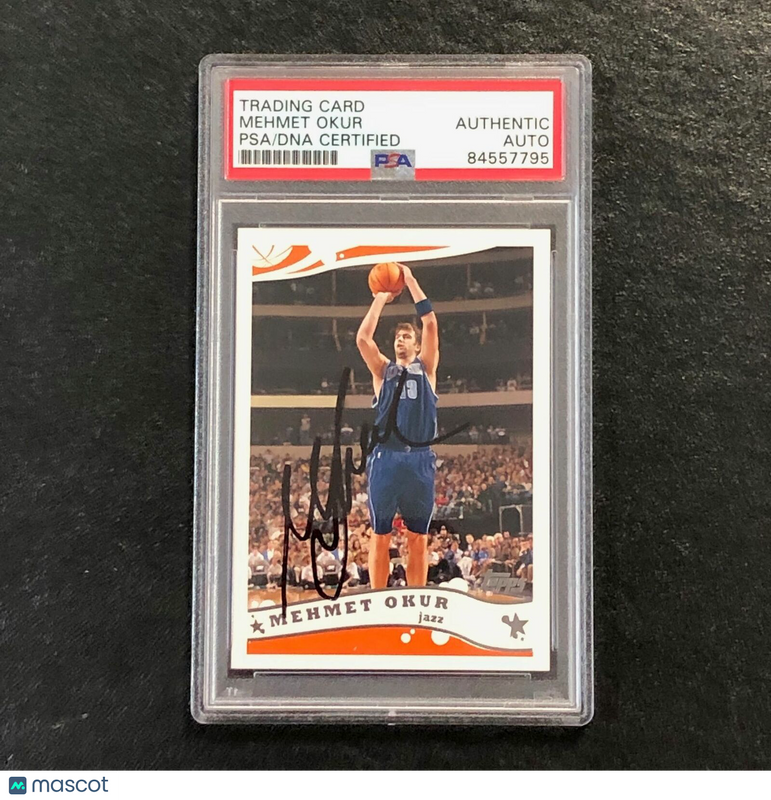 2005-06 Topps #63 Mehmet Okur Signed Card AUTO PSA Slabbed Jazz
