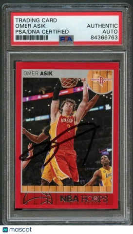 2013-14 NBA Hoops #84 Omer Asik Signed Card AUTO PSA Slabbed Rockets