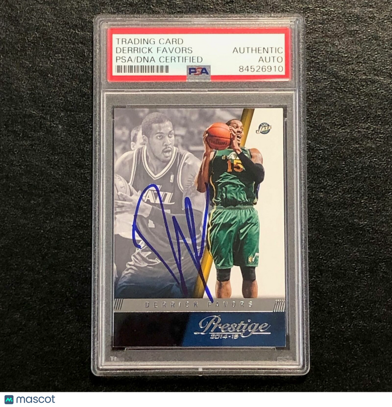 2014-15 Panini Prestige #98 Derrick Favors Signed Card AUTO PSA Slabbed Jazz