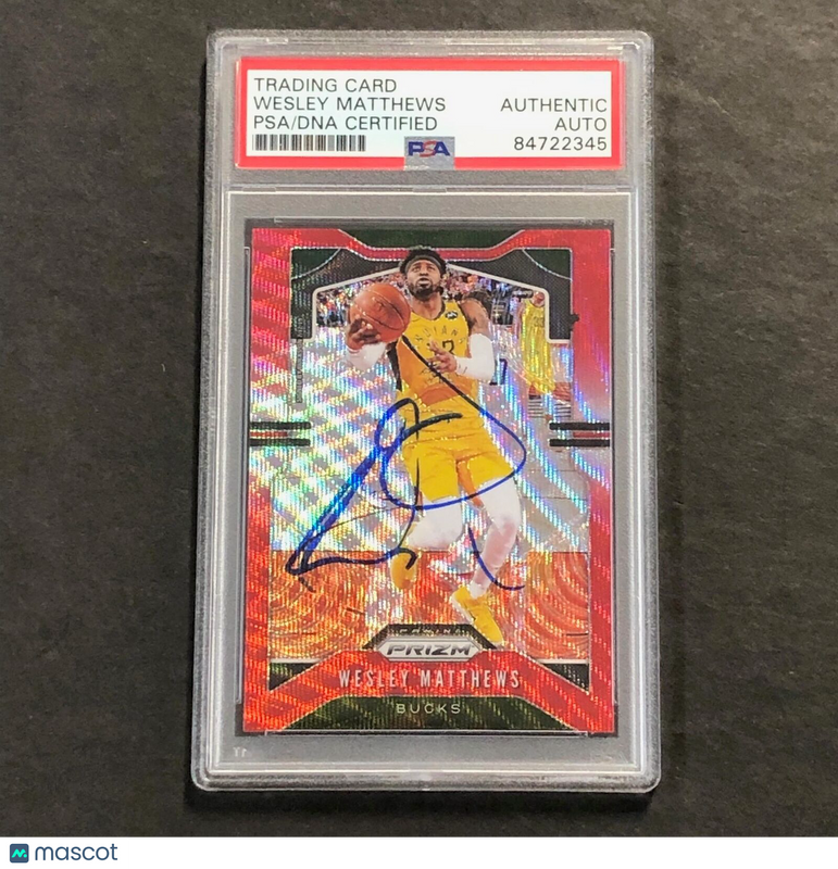 2019-20 Panini Prizm #214 Wesley Matthews Signed Card Auto PSA Slabbed Bucks
