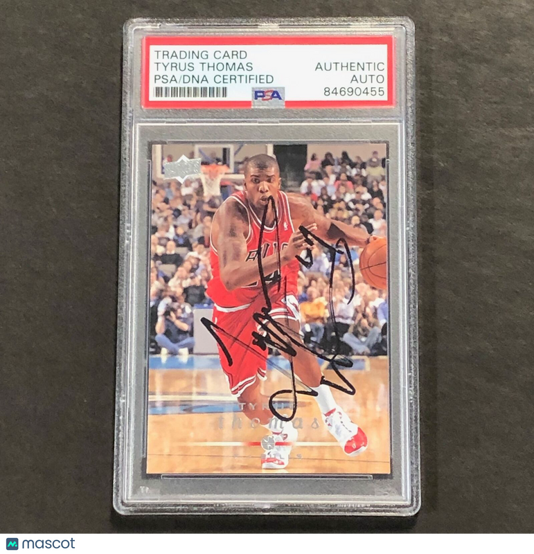 2008-09 Upper Deck Basketball #27 Tyrus Thomas Signed Card AUTO PSA Slabbed Bull