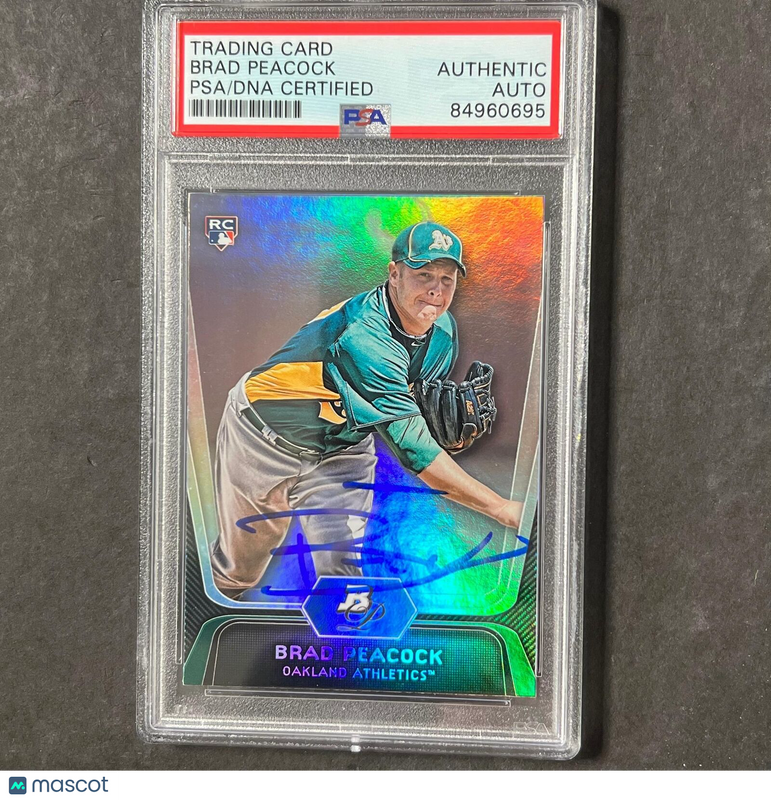 2012 Topps #60 Brad Peacock Signed Card PSA Slabbed AUTO Athletics RC