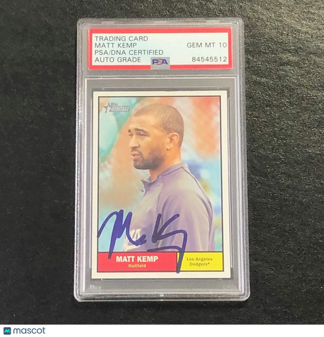 2010 Topps Heritage #23 Matt Kemp Signed Card AUTO 10 PSA Slabbed Dodgers