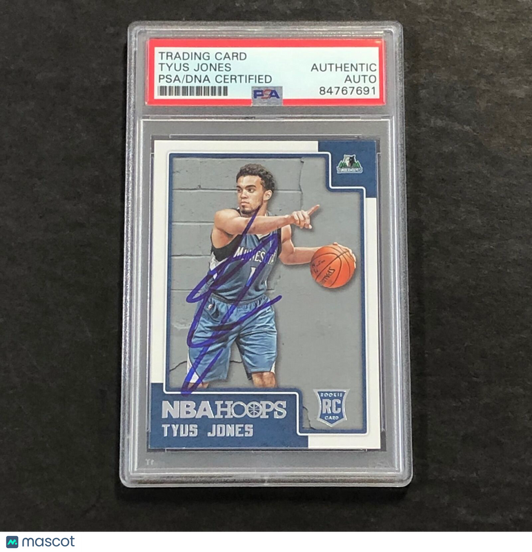 2015-16 NBA Hoops #293 Tyus Jones Signed Card AUTO PSA Slabbed RC Minnesota Timb