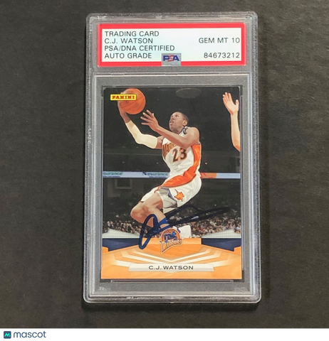 2008-09 Panini #250 C.J. Watson Signed Card AUTO GRADE 9 PSA Slabbed Warriors