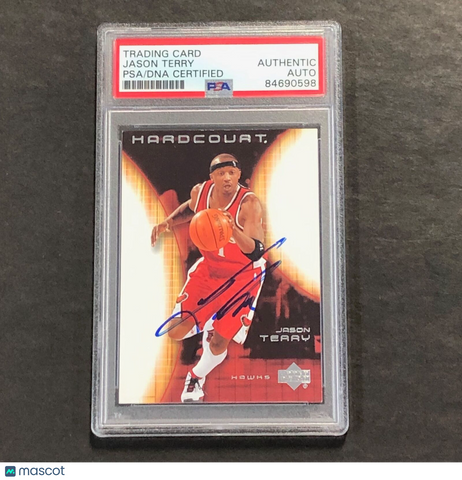 2003-04 Upper Deck Hardcourt #2 Jason Terry Signed Card AUTO PSA Slabbed Hawks