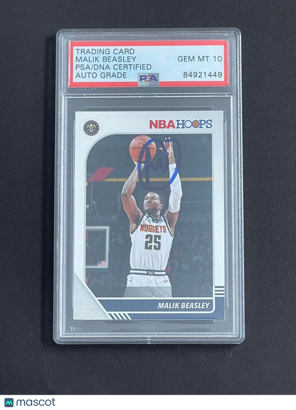 2019-20 NBA Hoops #49 Malik Beasley Signed Card Auto Grade 10 PSA Slabbed Lakers
