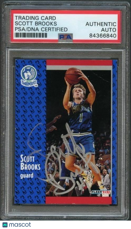1991-92 Fleer Basketball #318 Scott Brooks Signed Card AUTO PSA Slabbed Timberwo