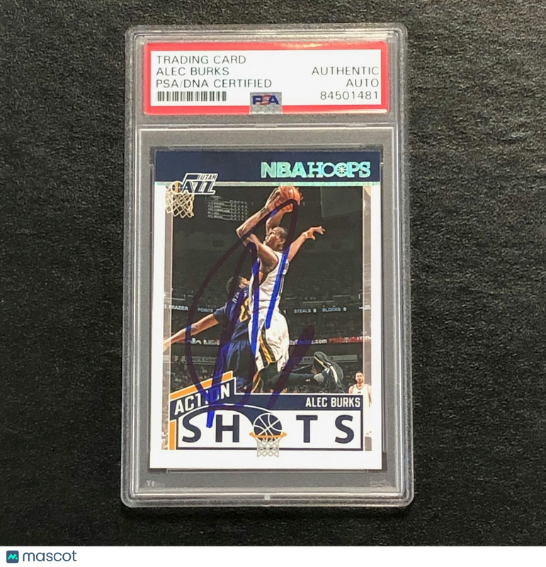 2016-17 NBA Hoops Action Shots #9 Alec Burks Signed Card AUTO PSA Slabbed Jazz
