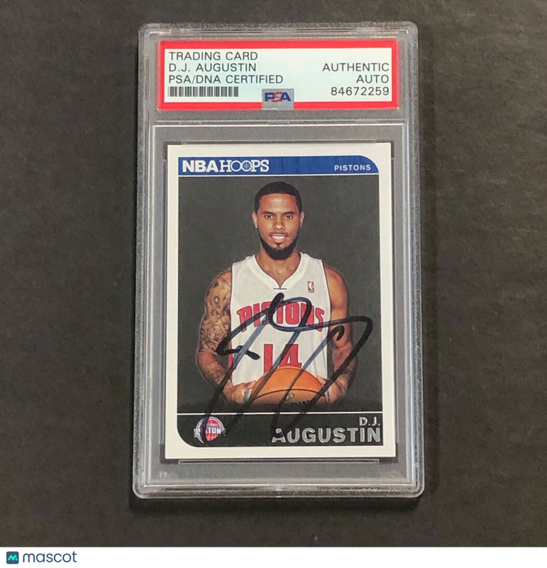 2014-15 NBA Hoops #55 D.J. Augustin Signed Card AUTO PSA Slabbed Pistons