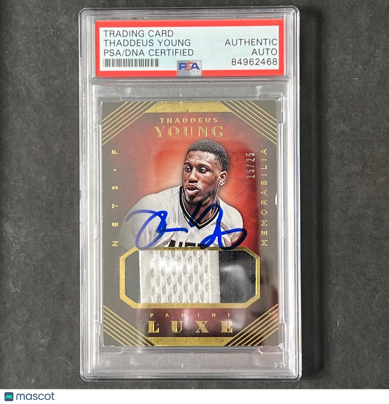 2015-16 Panini Luxe #17 Thaddeus Young Signed Card AUTO PSA Slabbed Nets