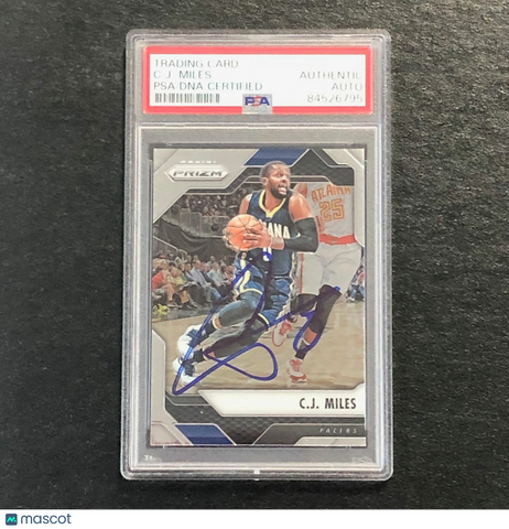 2016-17 Panini Prizm #190 C.J. Miles Signed Card Auto PSA Slabbed Pacers