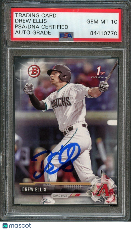 2017 Bowman Draft #BD-158 Drew Ellis Signed Card PSA Slabbed Auto Grade 10 Dback