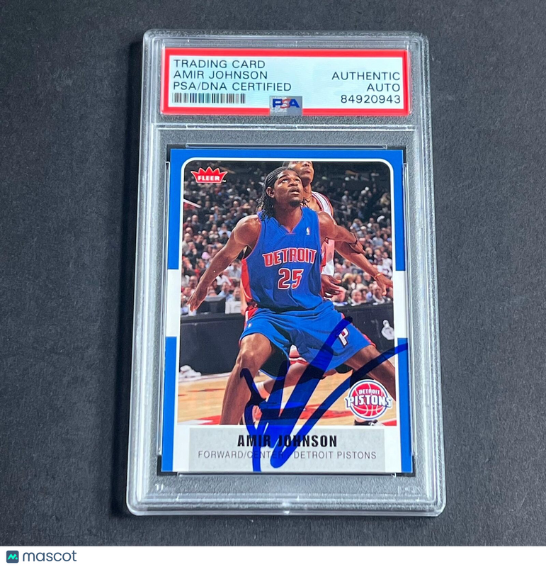 2007-08 Fleer #2 Amir Johnson Signed Card AUTO PSA Slabbed Pistons