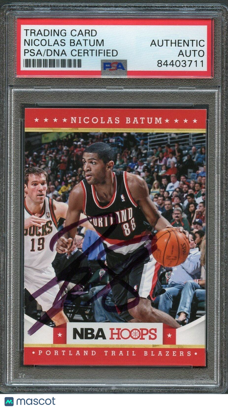 2012-13 NBA Hoops #125 Nicolas Batum Signed Card AUTO PSA Slabbed Blazers