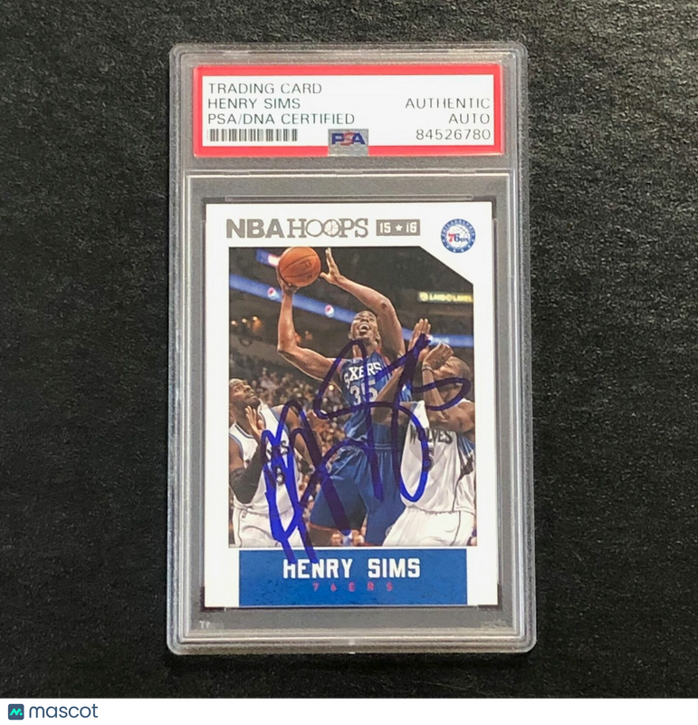 2015-16 NBA Hoops #161 Henry Sims Signed Card AUTO PSA Slabbed 76ers