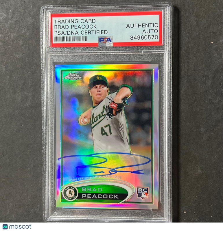 2012 Topps Chrome #163 Brad Peacock Signed Card PSA Slabbed AUTO Athletics RC