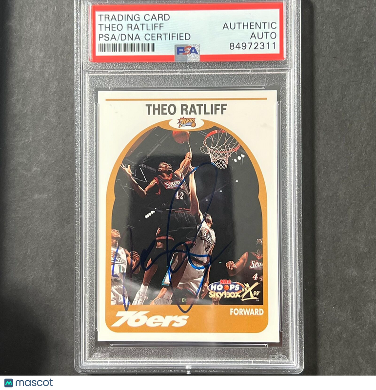 1999-00 Skybox NBA Hoops #178 Theo Ratliff Signed Card AUTO PSA Slabbed 76ers