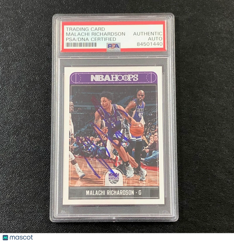 2017-18 NBA Hoops #96 Malachi Richardson Signed Card AUTO PSA Slabbed Kings