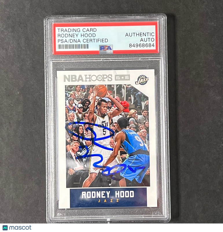 2015-16 NBA Hoops #98 Rodney Hood Signed Card AUTO PSA Slabbed Jazz
