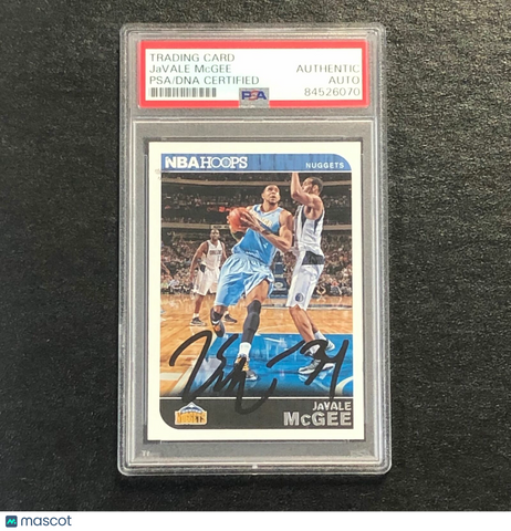 2014-15 NBA Hoops #7 JaVale McGee Signed AUTO PSA Slabbed Nuggets
